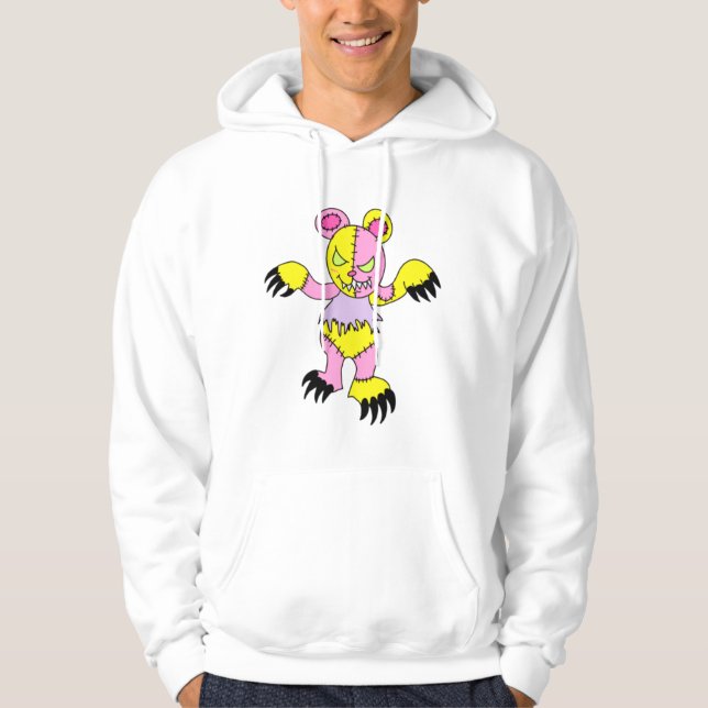 Sudadera con capucha de oso de patchwork malvado  (Anverso)