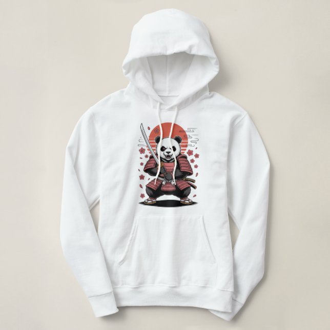Sudadera con capucha de oso panda samurái adulto (Diseño del anverso)