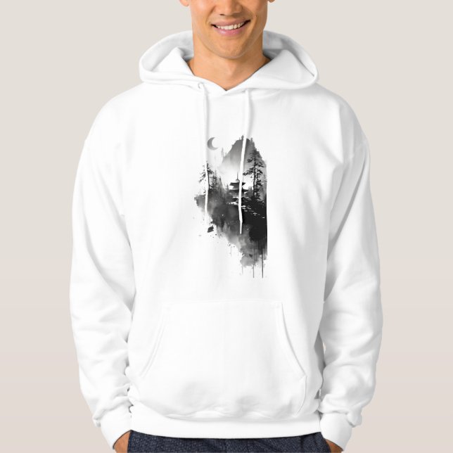 Sudadera con capucha de paisaje de pagoda Zen con  (Anverso)