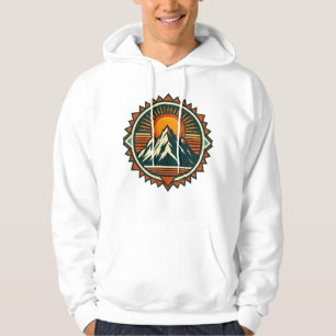 Sudadera con capucha de paisaje montañoso al atard