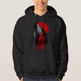 Sudadera con capucha de paisaje urbano de lobo aul