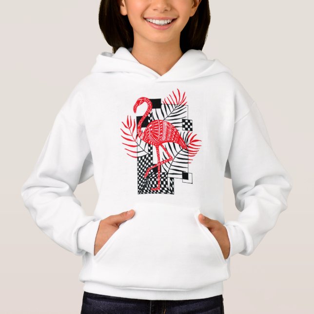 Sudadera con capucha de patrón de flamenco rojo pa (Anverso)