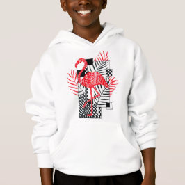 Sudadera con capucha de patrón de flamenco rojo pa