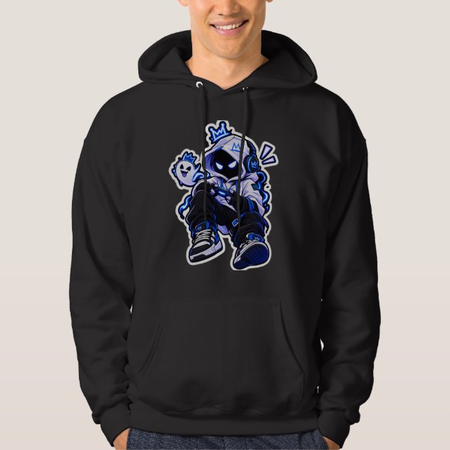 Sudadera con capucha de personaje de bloque de jue (Anverso)