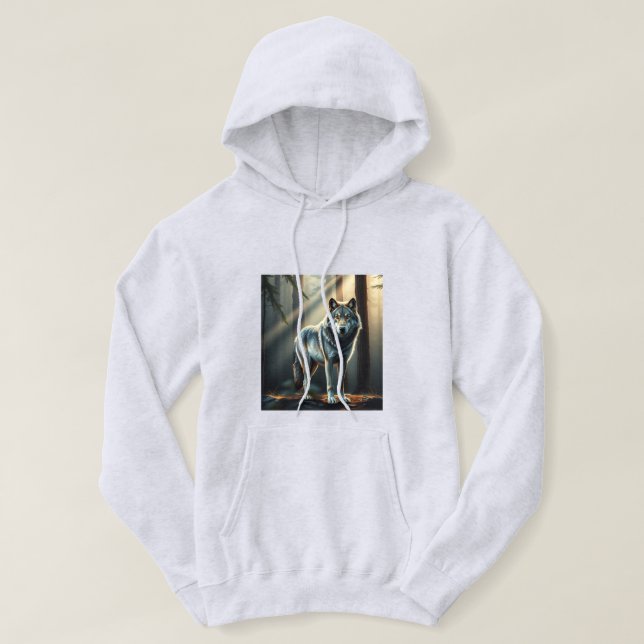 Sudadera con capucha de pintura al óleo de lobo gó (Diseño del anverso)