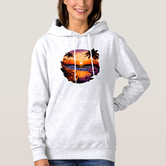 Sudadera con capucha de playa al atardecer tropica (Anverso)