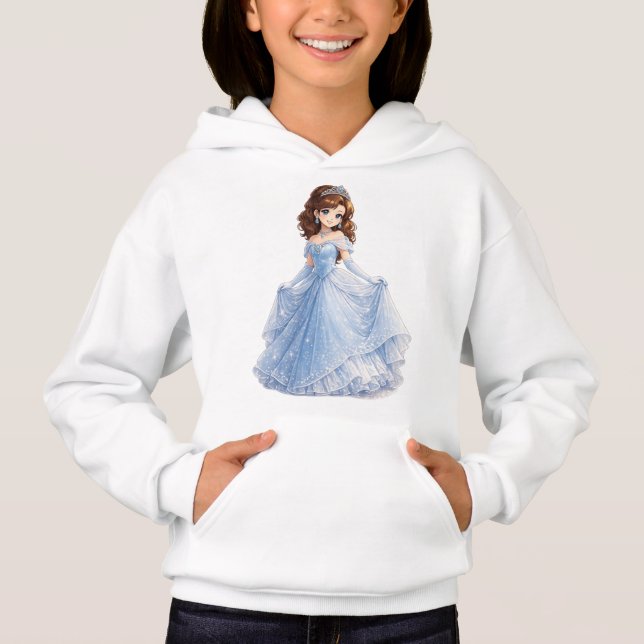 Sudadera con capucha de princesa azul linda (Anverso)