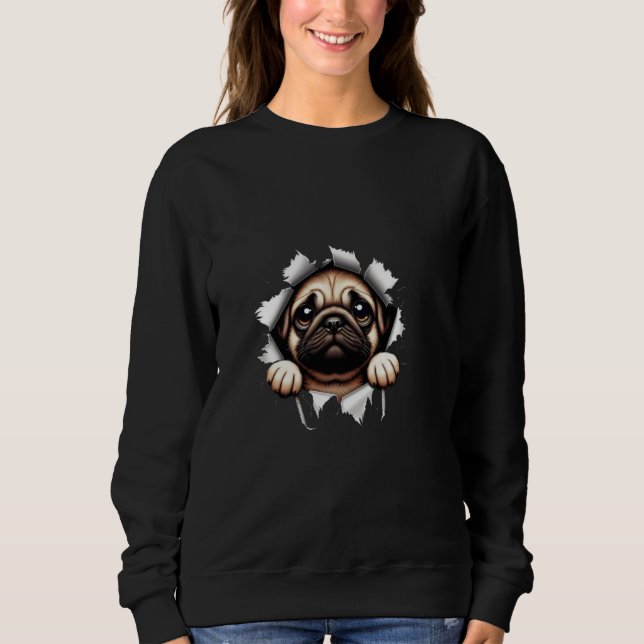 Sudadera con capucha de Pug triste adorable – Ropa (Anverso)
