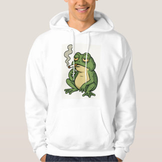 Sudadera con capucha de rana fumando relajada
