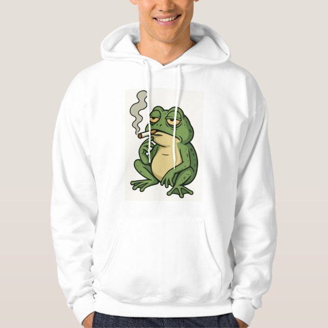 Sudadera con capucha de rana fumando relajada (Anverso)