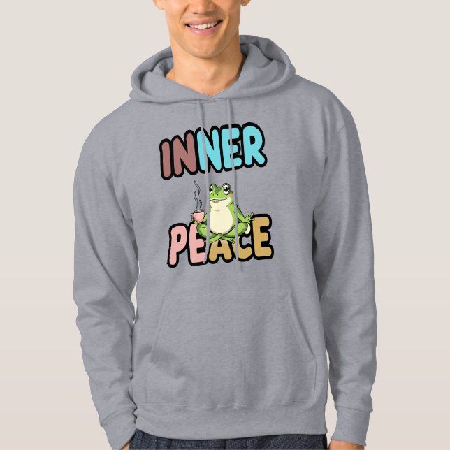 Sudadera con capucha de rana meditando Zen Paz int (Anverso)