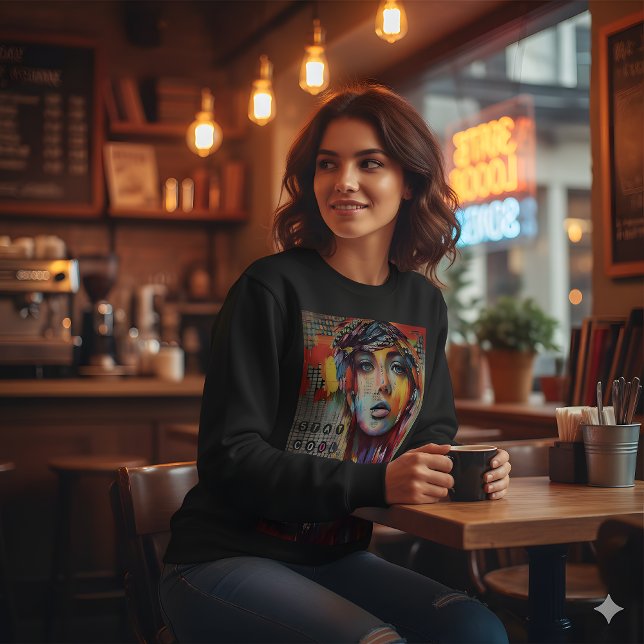 Sudadera con capucha de retrato abstracto Stay Coo (Subido por el creador)