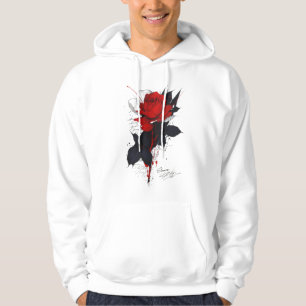 Sudadera con capucha de rosa roja grunge