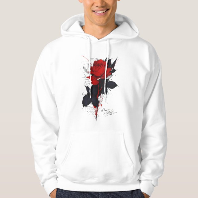 Sudadera con capucha de rosa roja grunge (Anverso)