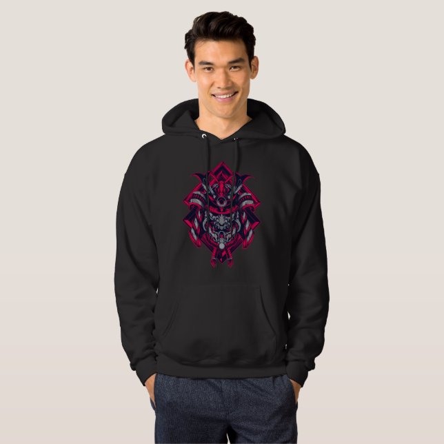 Sudadera con capucha de samurái Oni cyberpunk (Anverso completo)