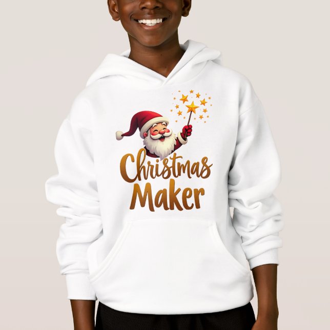Sudadera con capucha de Santa para niños Navidad (Anverso)
