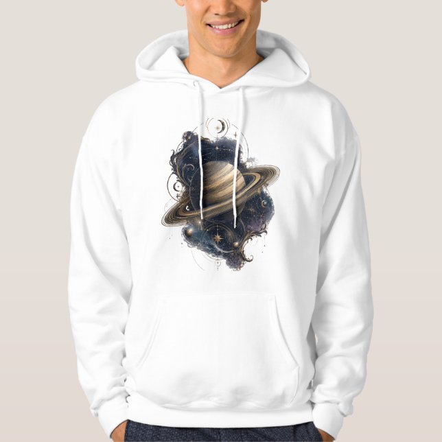 Sudadera con capucha de Saturno Golden Rings Celes (Anverso)