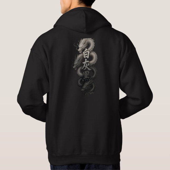 Sudadera con capucha de Streetwear Silver Dragon (Reverso)