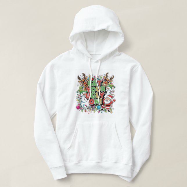 Sudadera con capucha de suéter feo de Navidad (Diseño del anverso)