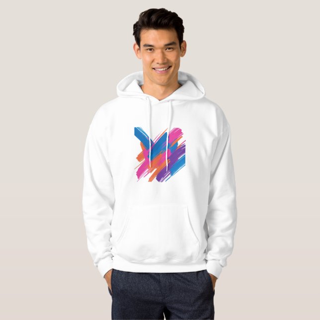 Sudadera con Capucha de Trazo de Pincel Abstracto  (Anverso completo)