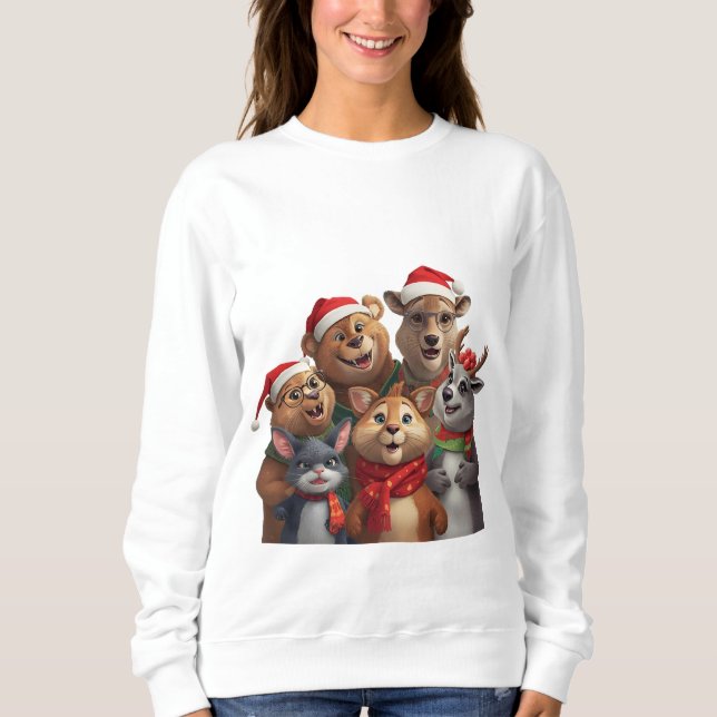 Sudadera con capucha de trío de perros divertidos  (Anverso)
