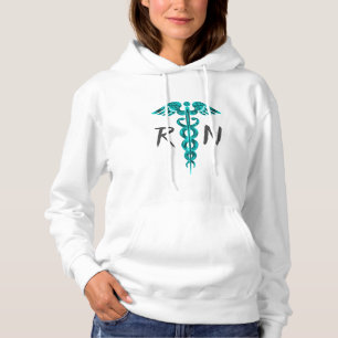 Sudadera con capucha del blanco del caduceo de la