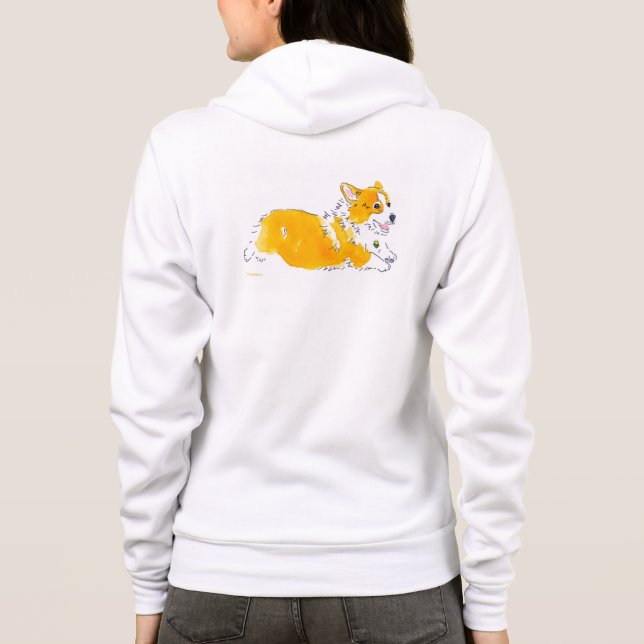 Sudadera con capucha del Corgi del vuelo (Reverso)