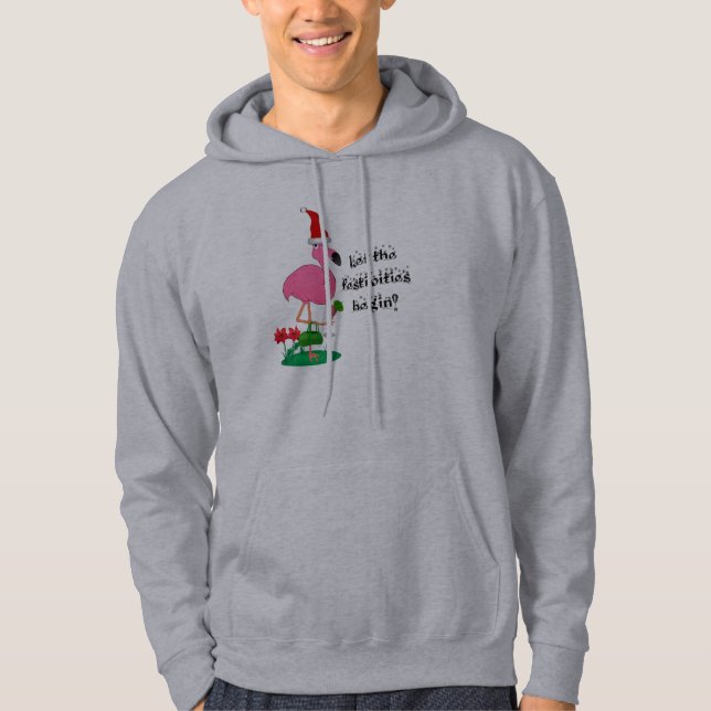 Sudadera con capucha del flamenco del navidad (Anverso)