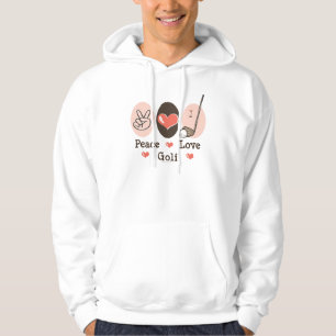 Sudadera con capucha del golf del amor de la paz