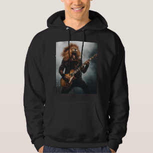 Sudadera con capucha del guitarrista león rugiendo