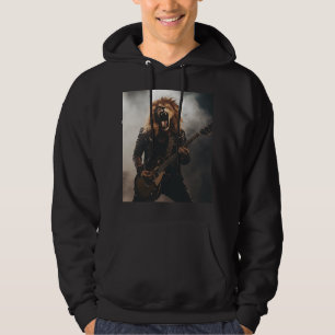 Sudadera con capucha del guitarrista león rugiente