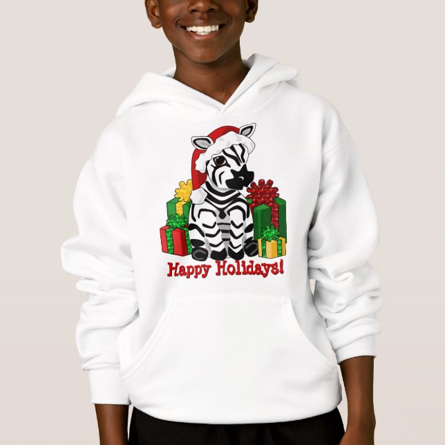 Sudadera con capucha del navidad de la cebra (Anverso)