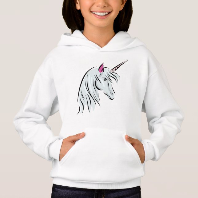 Sudadera con capucha del unicornio para los chicas (Anverso)