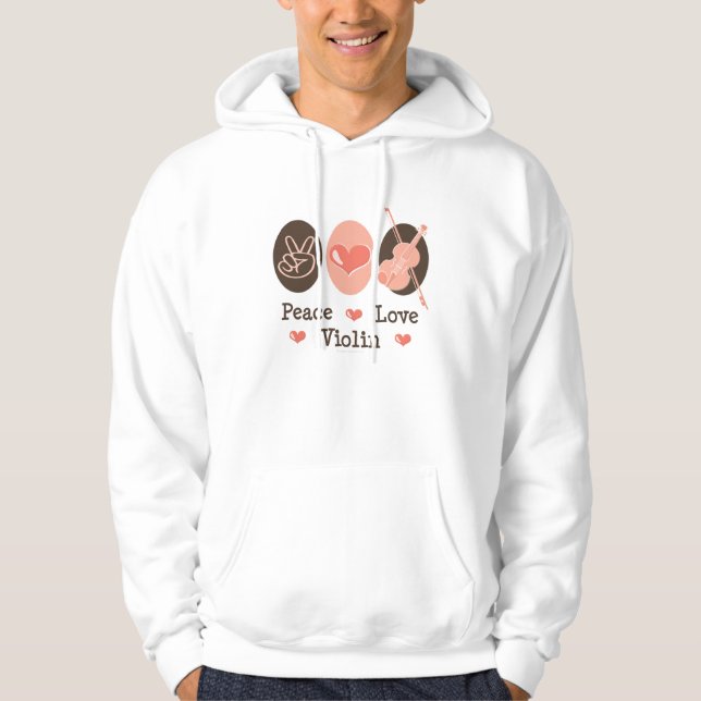 Sudadera con capucha del violín del amor de la paz (Anverso)