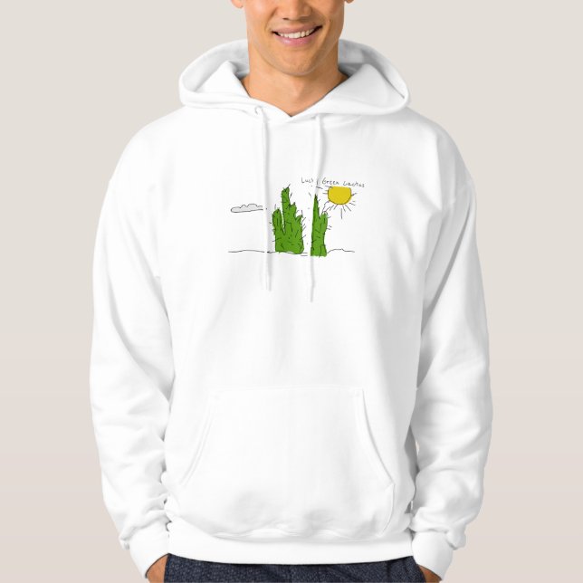 Sudadera con capucha divertida Cactus Doodle Verde (Anverso)