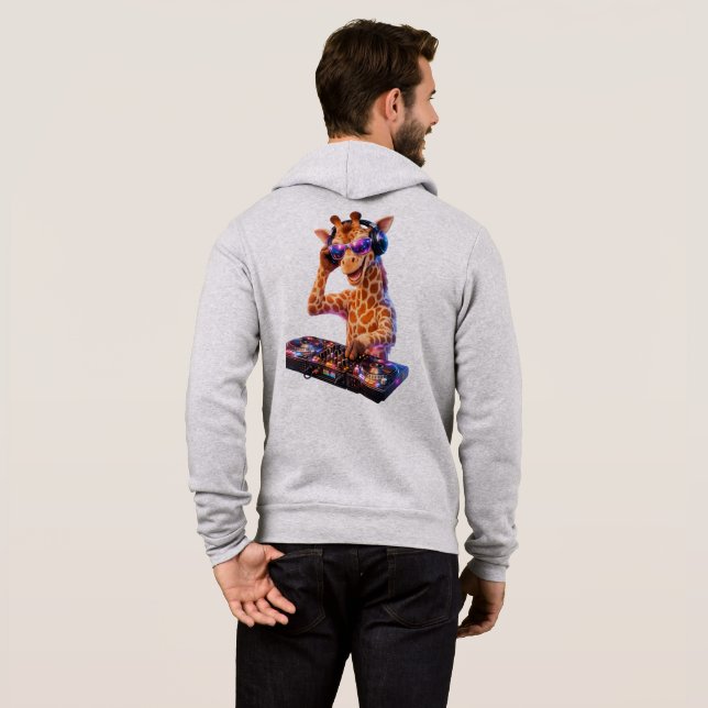 Sudadera con capucha DJ Giraffe 4D Party (Reverso completo)