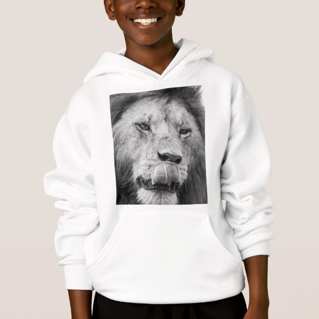 Sudadera con capucha estampada de león para niños (Anverso)