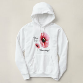 Sudadera con Capucha Floral Blanca Mínima para Muj