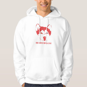 Sudadera con capucha fornida roja del blanco de la