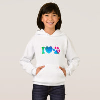 Sudadera con capucha Girls' I Love Pets Heart Pat