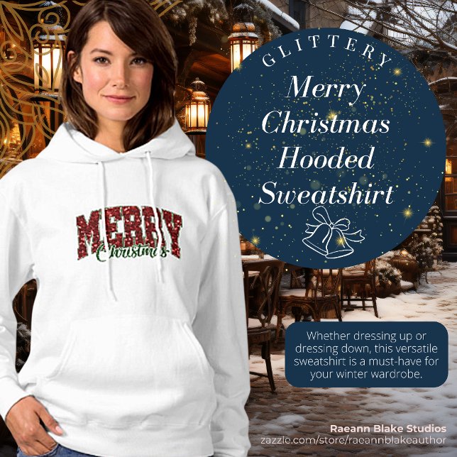 Sudadera con capucha Glittery Merry Christmas (Subido por el creador)