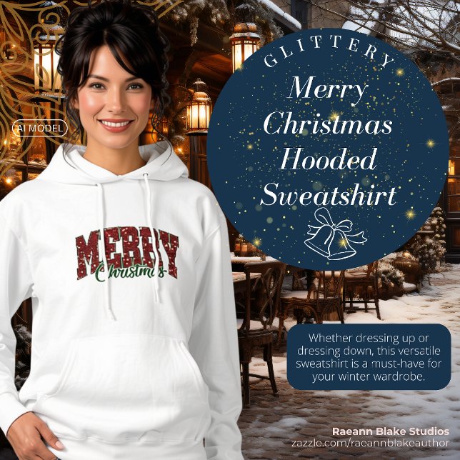 Sudadera con capucha Glittery Merry Christmas (Subido por el creador)