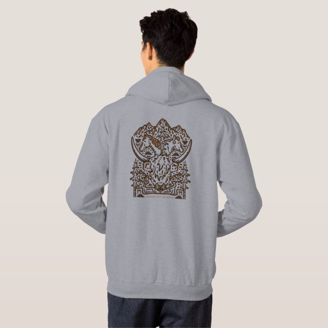 Sudadera con capucha Golden Willow Ranch - Gris (Reverso completo)