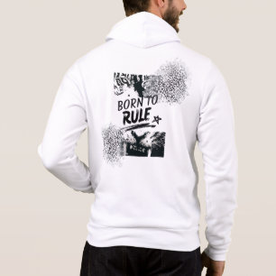 Sudadera con capucha gráfica de leopardo Born to R