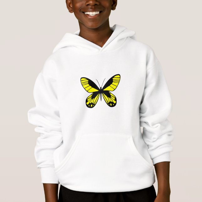 Sudadera con capucha gráfica de mariposa amarilla  (Anverso)