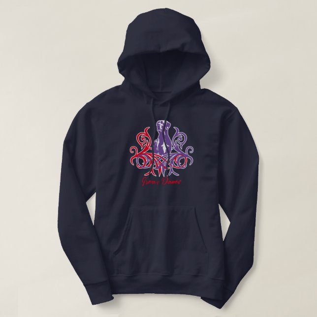 Sudadera con capucha Gran Danés Rojo Púrpura (Diseño del anverso)