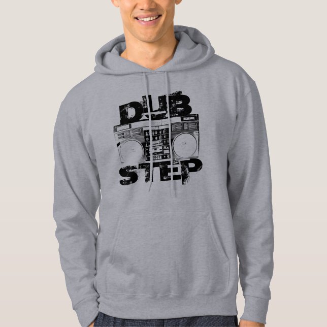 Sudadera con capucha gris clara de Dubstep Boombox (Anverso)