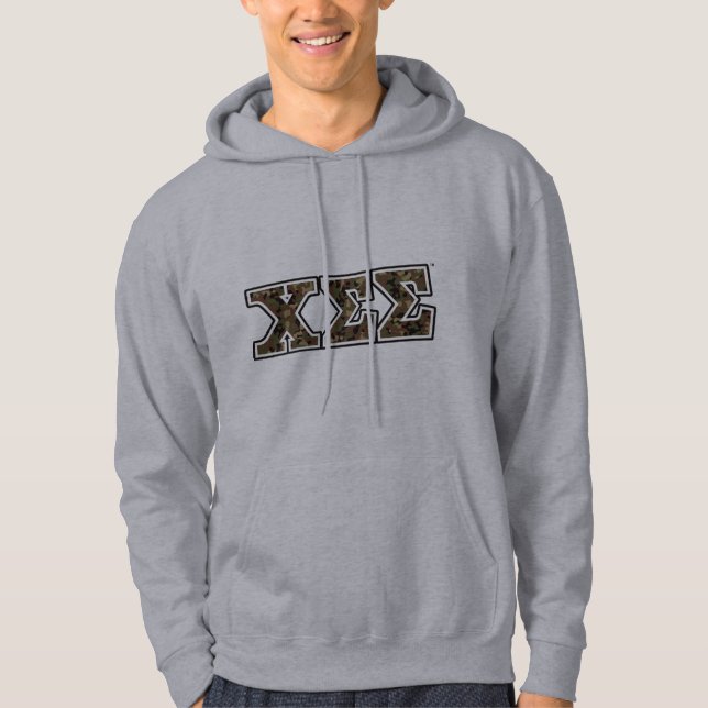 Sudadera con capucha gris con las letras de Camo (Anverso)