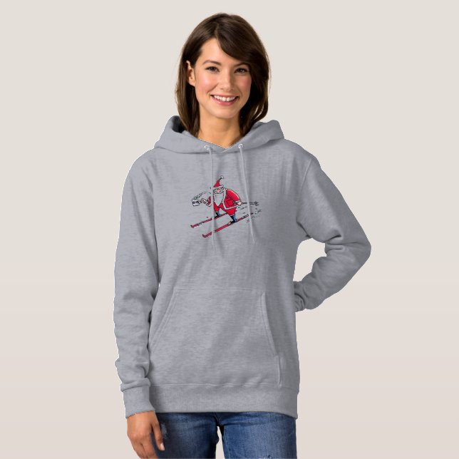 Sudadera con capucha gris de mujeres esquíando San (Anverso completo)