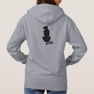 Sudadera con capucha gris de silueta de gato negro